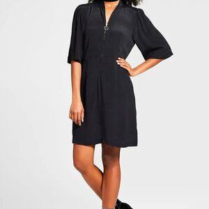 NWT Who What Wear sz small black flirty mini dress with o ring zip